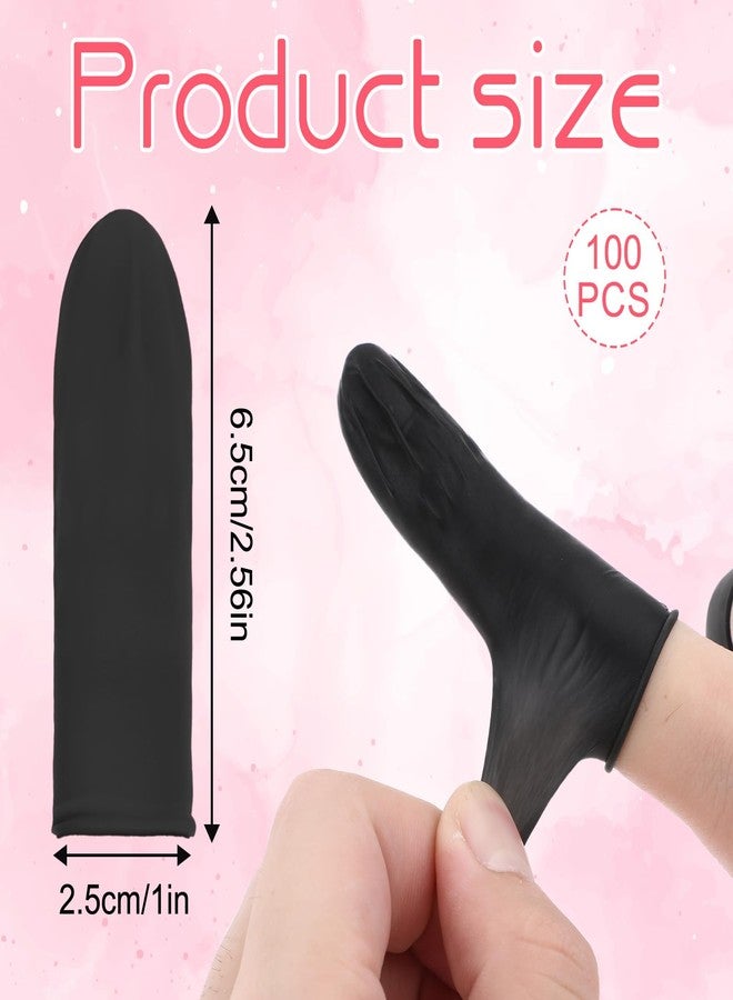 Apausvcm 100 Pcs Finger Cots, Disposable Silicone Fingertips Protective Suitable for Beauty Manicure Massage (Black) - Image 2